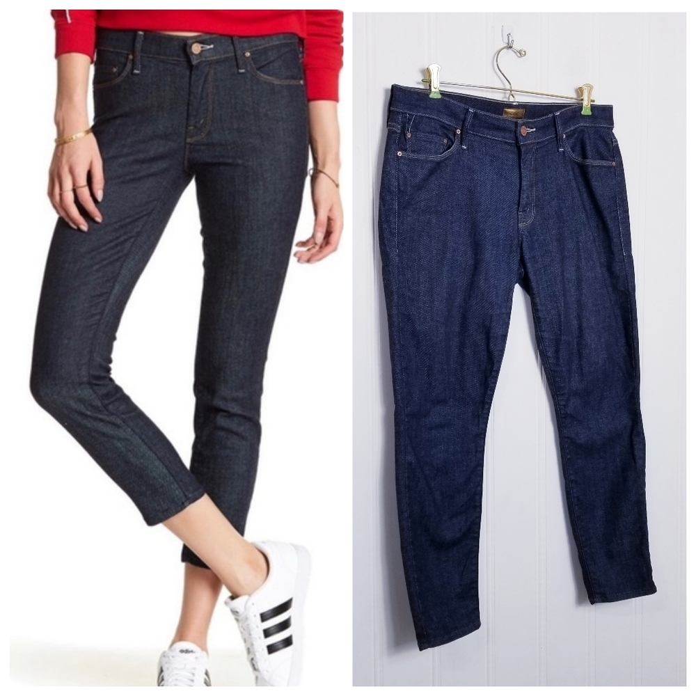 Mother The Looker Crop Jeans Too Tough to Tame Wash Womens Size 30 Blue Denim